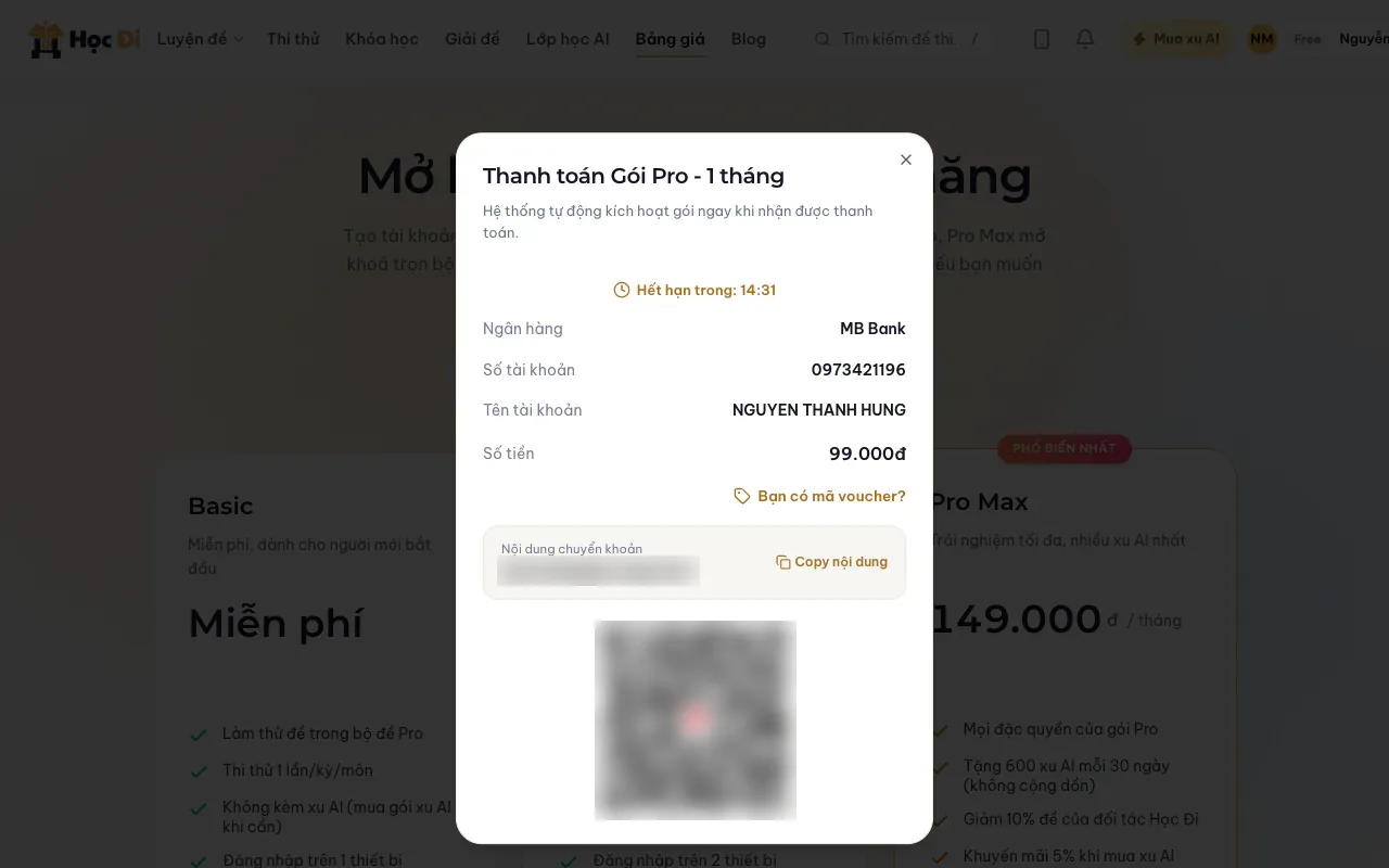 Cửa sổ thanh toán