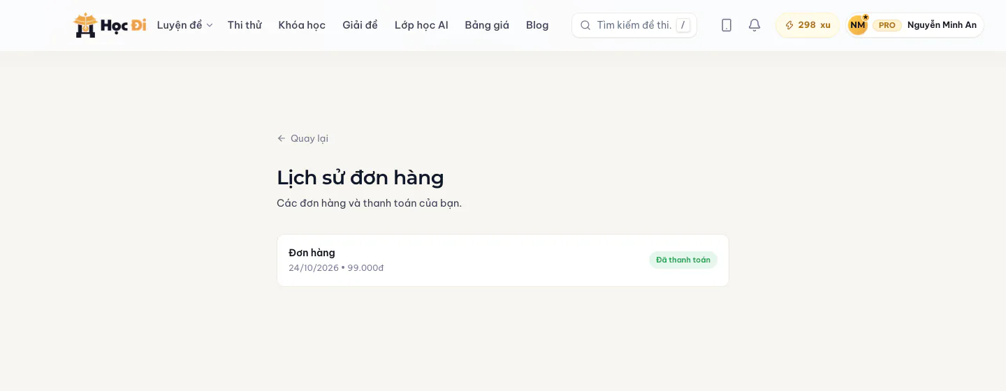 Lịch sử đơn hàng