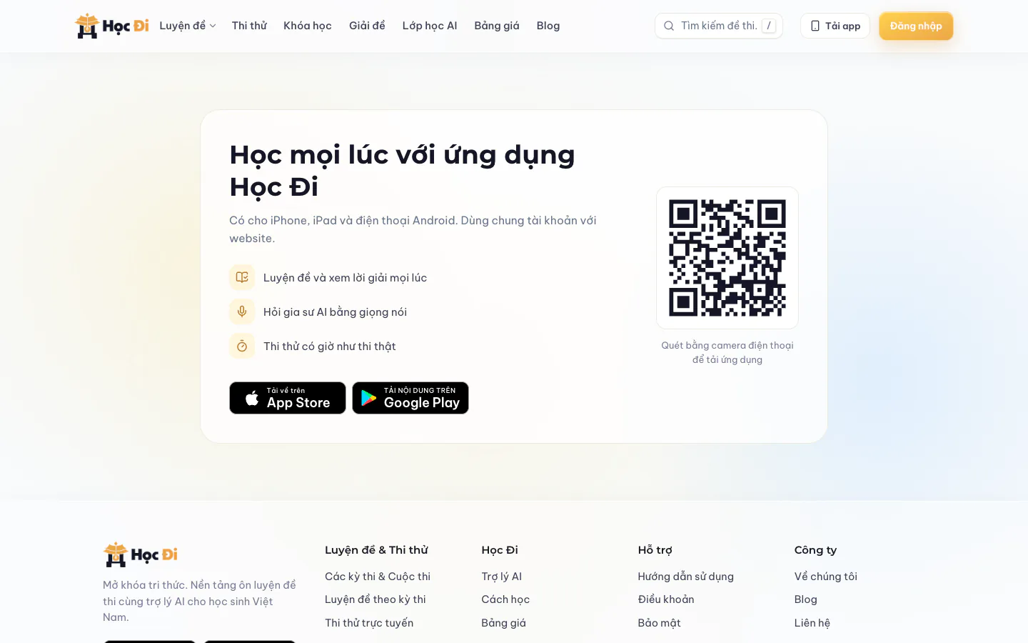 Trang tải ứng dụng Học Đi